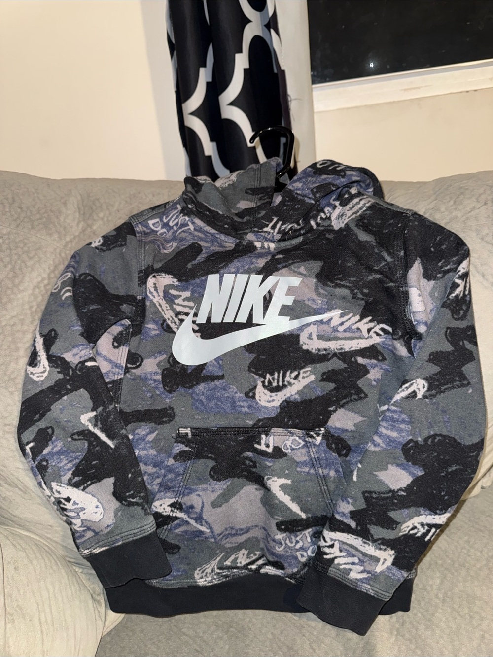 Nike Men's Black and Gray Camo Turtleneck Sweater